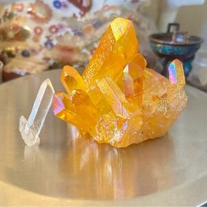 Aura  Crystal Clusters lot large points orange 160g  unique +1 clear poi…